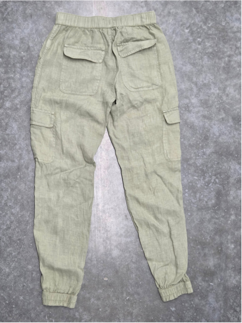 Nicole Miller Light Olive Cargo Earthcore Gorpcore Pants 100% Linen Size XS - Picture 2 of 5
